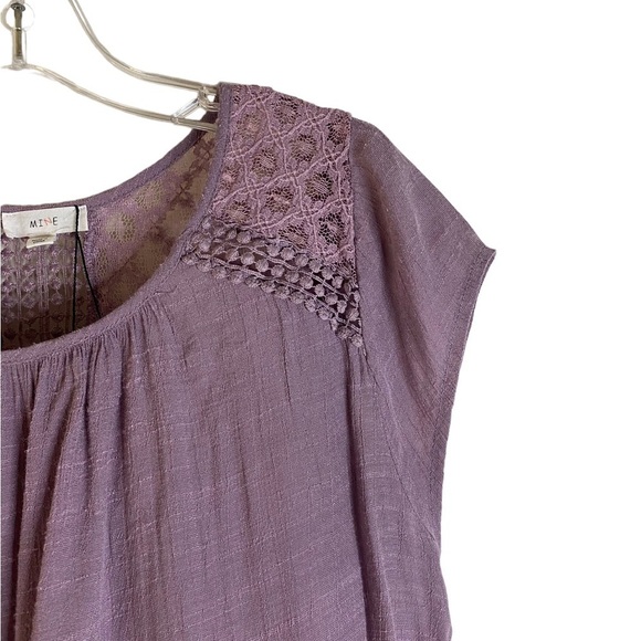 Boho Embroidered Flowy Cap Sleeve Purple Top Women Size Medium HSH - Picture 2 of 8